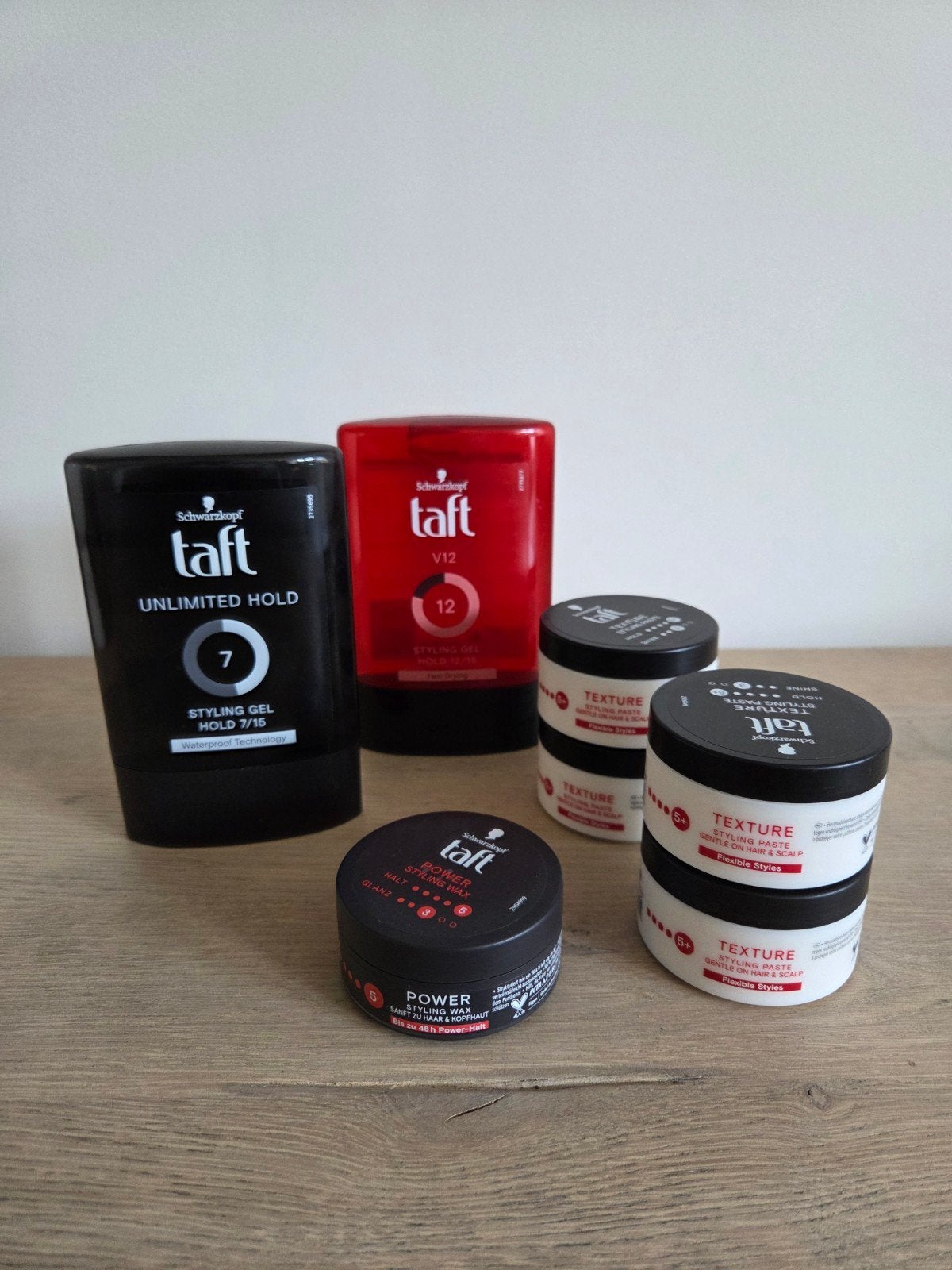 7 stuks taft gel/wax, Ophalen of Verzenden, Nieuw, Gel, Wax, Haarlak of Mousse