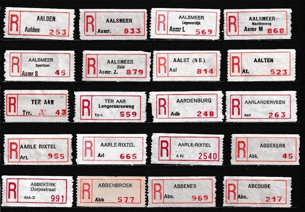 517 Verschillende Aantekenstrookjes, Letter A, Verzenden, Na 1940, Gestempeld