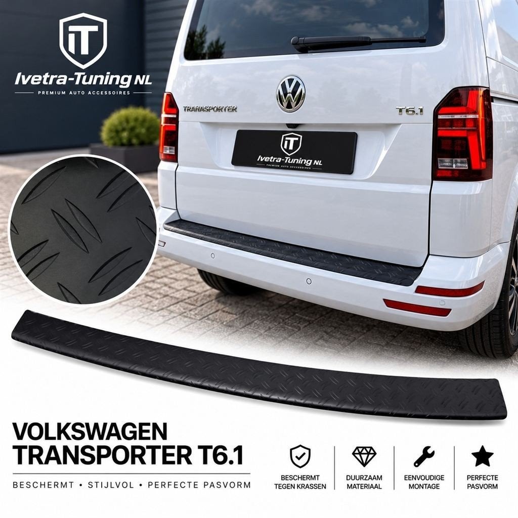 Bumperbeschermer VW Transporter T6.1 | Zwart Traanplaat, Verzenden, Ivetra-Tuning NL, Info@ivetra-tuning.nl | www.ivetra-tuning.nl