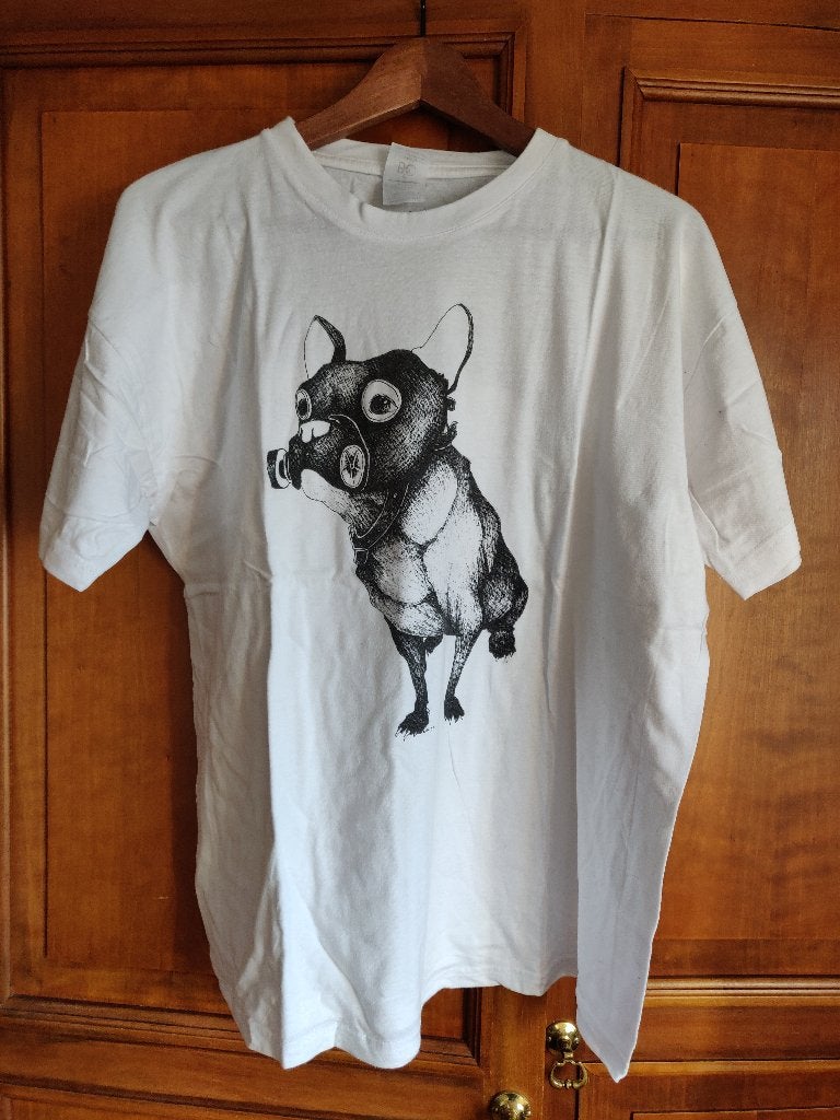 T-Shirt L Wietse 2014 French Bulldog Street Artist Brugge, Kleding | Heren, Maat 52/54 (L), Wit, B&C Collection, Nieuw