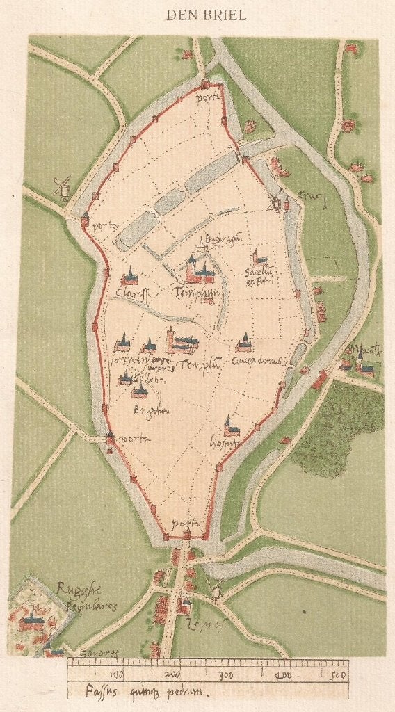 Den Briel. Minuutkaart van de stad door Jacob van Deventer, Cartografie, Ophalen of Verzenden, 1900 - 1949, 12 cm