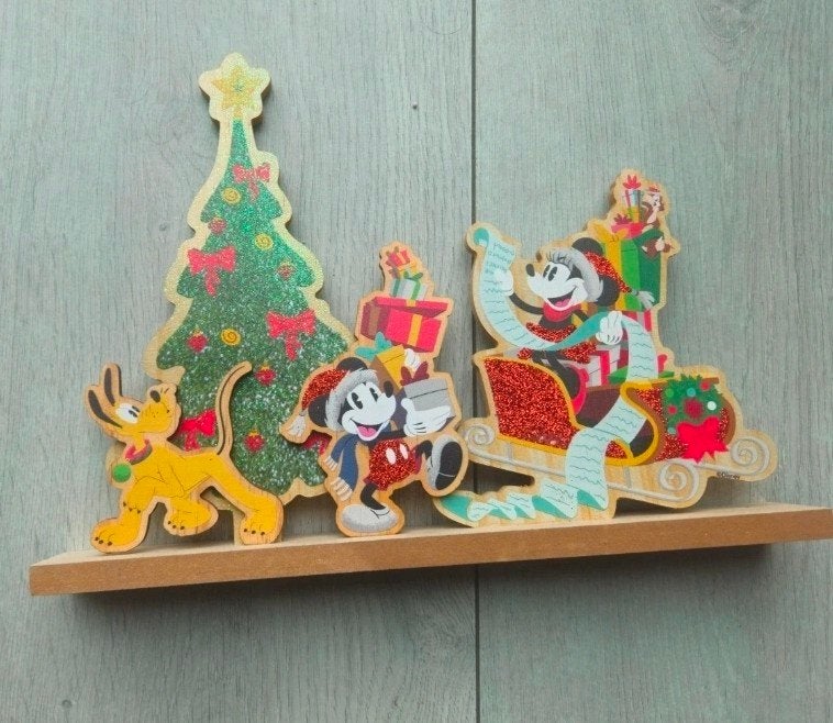 disney mickey mouse houten kerstdecoratie, Ophalen of Verzenden