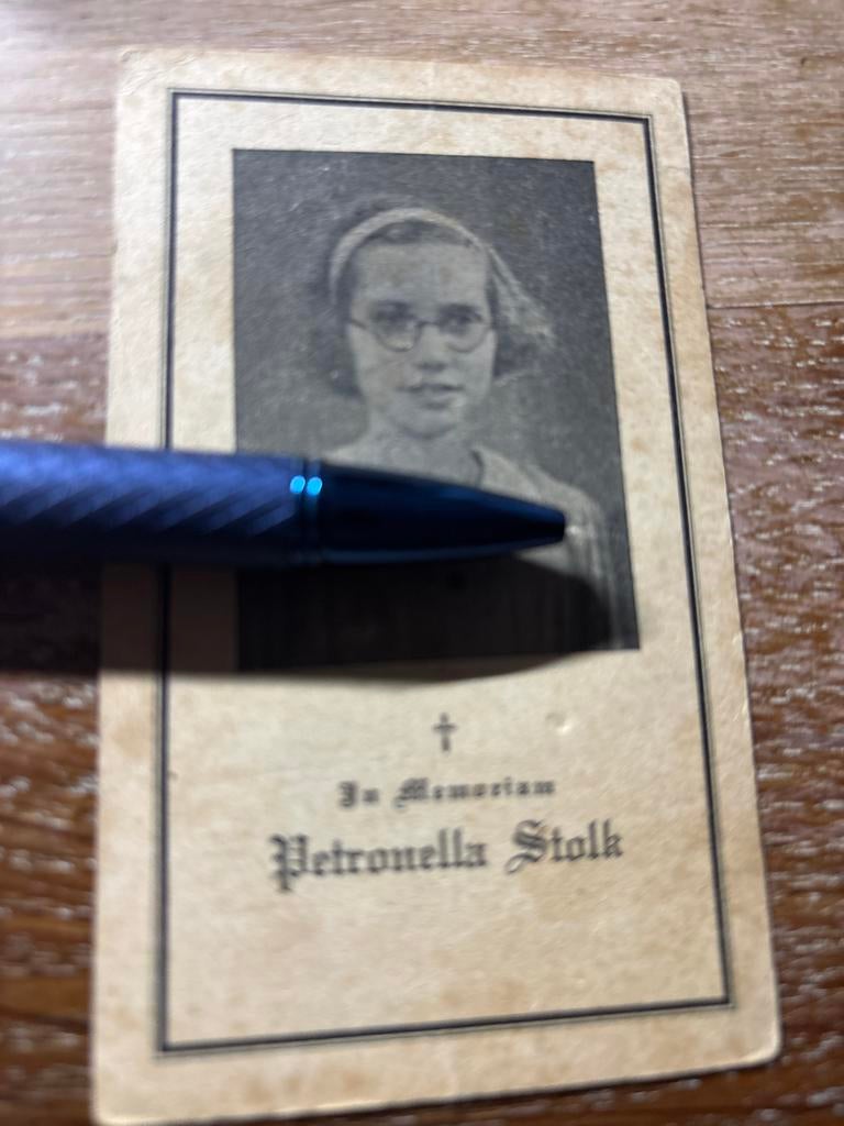 Oorlog Stolk Petronella 1928 Hoensbroek 1944 Heerlen oorlog, Ophalen of Verzenden, Bidprentje