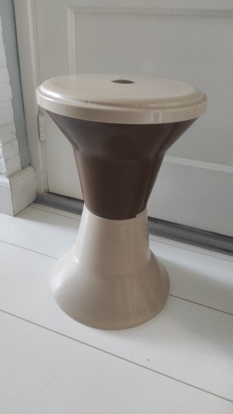 Vintage kruk tamtam jaren 70 bruin beige, Ophalen of Verzenden, Gebruikt, Kunststof