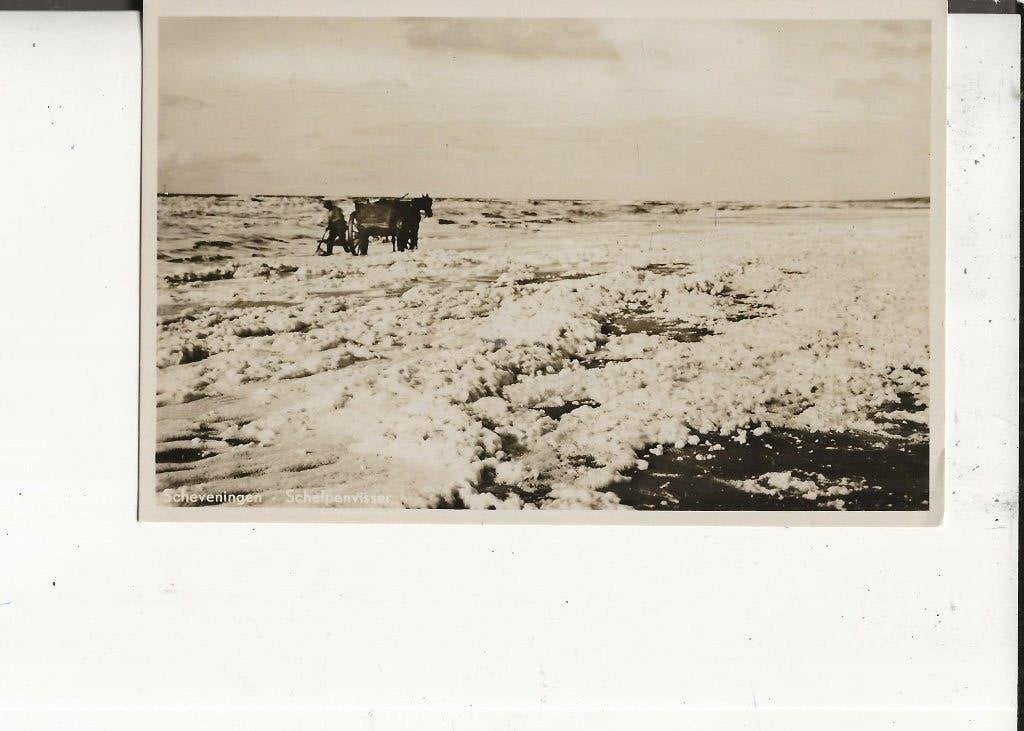 Scheveningen Schelpen visser in schuimende Zee 1928, Verzamelen, Ophalen of Verzenden, 1940 tot 1960, Ongelopen, Zuid-Holland