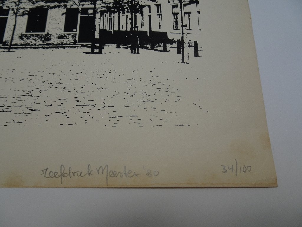 zeefdruk Plein Vierwinden Vlissingen, Meester 1980, 1950 - 1999, Stadsgezicht, Ophalen of Verzenden, Gesigneerd