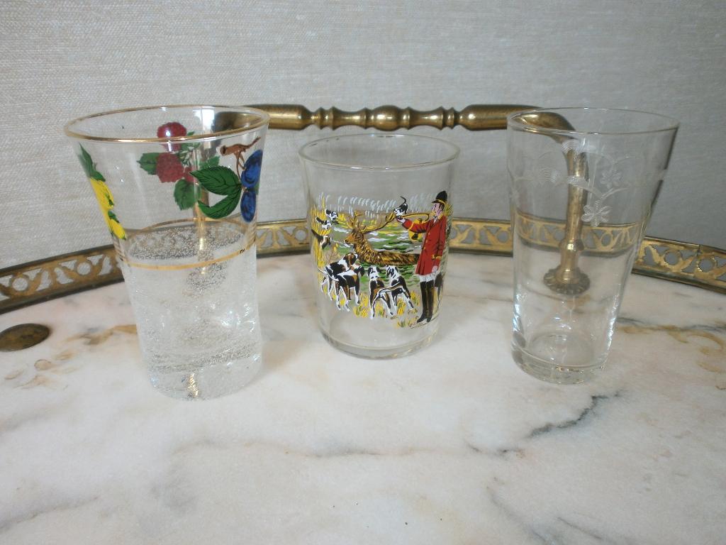 Vintage glaasjes 3x, Antiek en Kunst, Antiek | Glas en Kristal, Ophalen of Verzenden