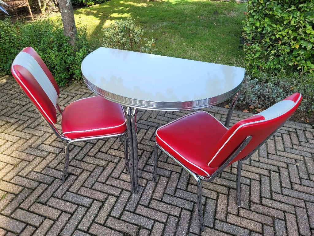 Bel Air muur diner tafel + 2 rode stoelen fifties sixties, Ophalen, Twee, Zo goed als nieuw, Amerikaanse fifties sixties retro