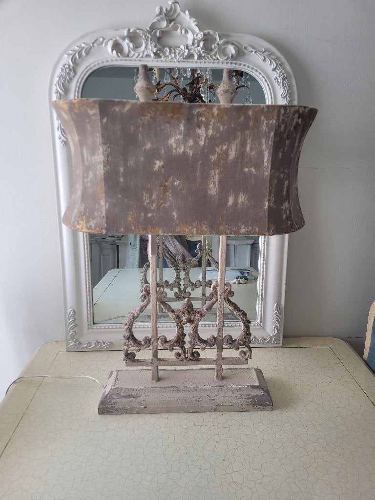 Grote barokke geheel metalen dressoir lamp foto 1 t/m 6, Beige, 74 cm, Belle Vieille Brocante, Nieuw