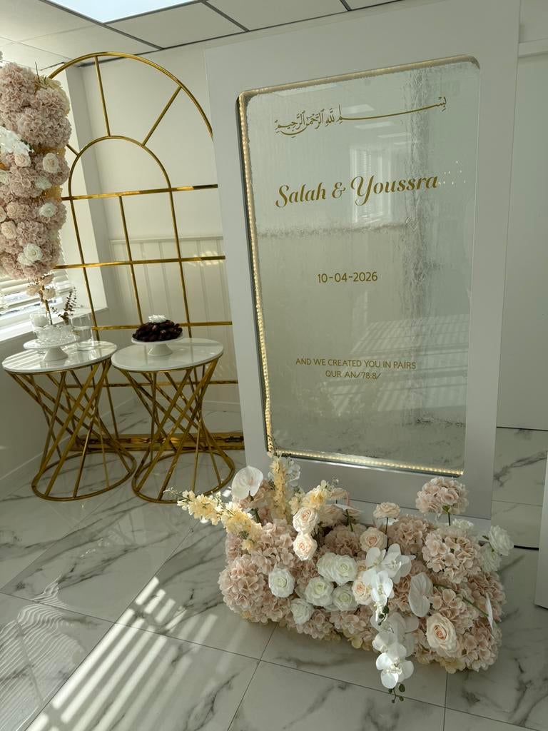 Luxe Waterfall Sign met Namen / Welkomstbord voor Bruiloften, Ophalen of Verzenden, Zo goed als nieuw, Geboorte of Huwelijk
