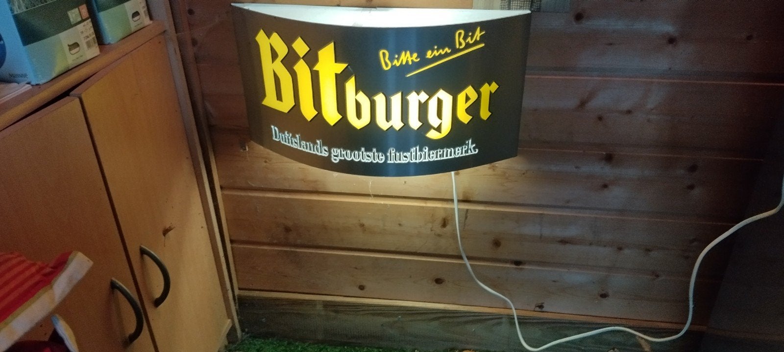 biermerk reclame met verlichting, Verzamelen, Ophalen, Gebruikt, Reclamebord, Plaat of Schild, Grolsch