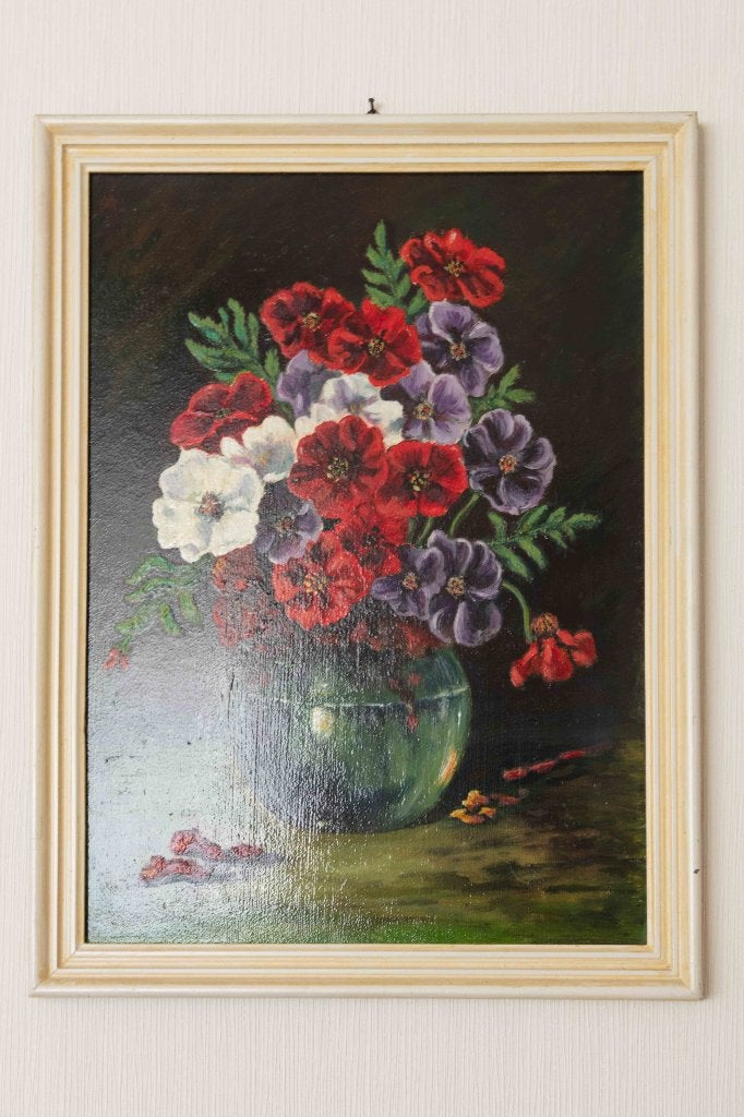 (nr.321) Schilderij met bloemen, Antiek en Kunst, Kunst | Schilderijen | Klassiek, Ophalen, Bloemen