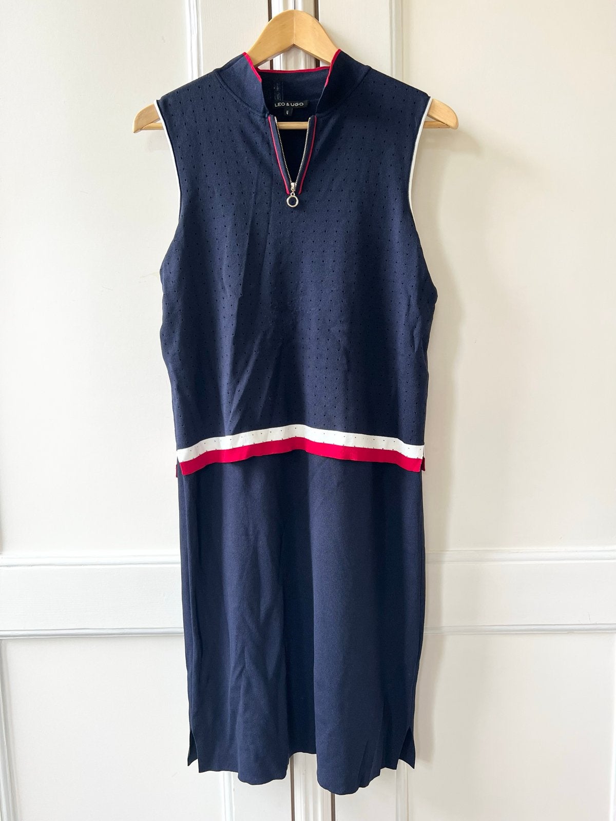 Leo & Ugo mouwloze jurk met rits en streepdetails, maat 4, Blauw, Maat 42/44 (L), Nieuw, Ophalen of Verzenden