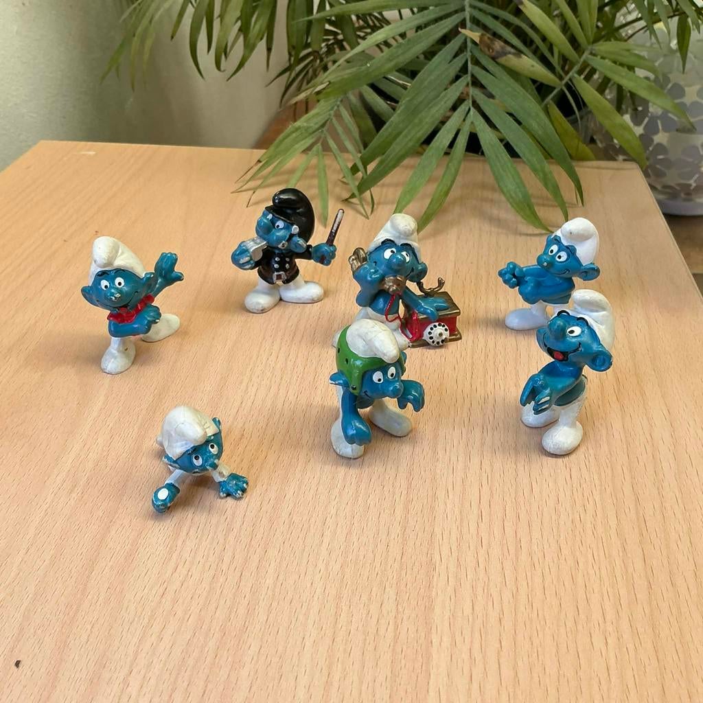 Vintage Smurfen uit 1980 - Set van 7 Schleich figuren, Ophalen of Verzenden, Gebruikt, Verschillende Smurfen, Poppetje, Figuurtje of Knuffel