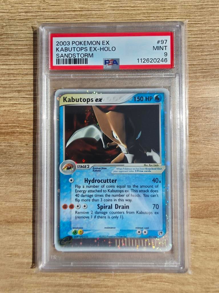 2003 Pokémon Kabutops ex-Holo Sandstorm PSA 9 MINT #97, Ophalen of Verzenden, Zo goed als nieuw, Losse kaart, Foil