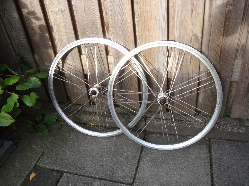 aparte set 28 inch giant wielen met platte spaken, Elektrische fiets, Gebruikt, Giant, Aluminium