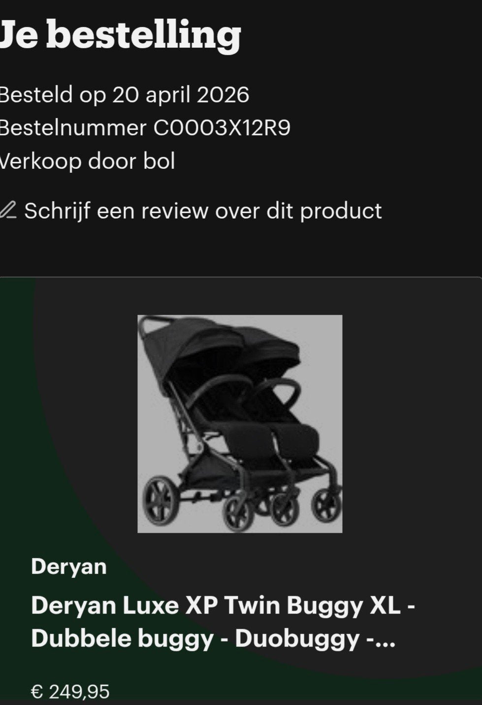 Deryan Luxe Twin Buggy XL , kinderwagen, Kinderen en Baby's, Ophalen, Zo goed als nieuw, Overige merken