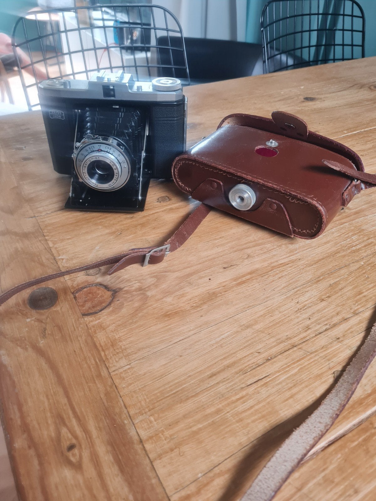 Vintage Zeiss Ikon Novar-Anastigmat camera met tas, Ophalen of Verzenden, Gebruikt, Compact, Overige Merken