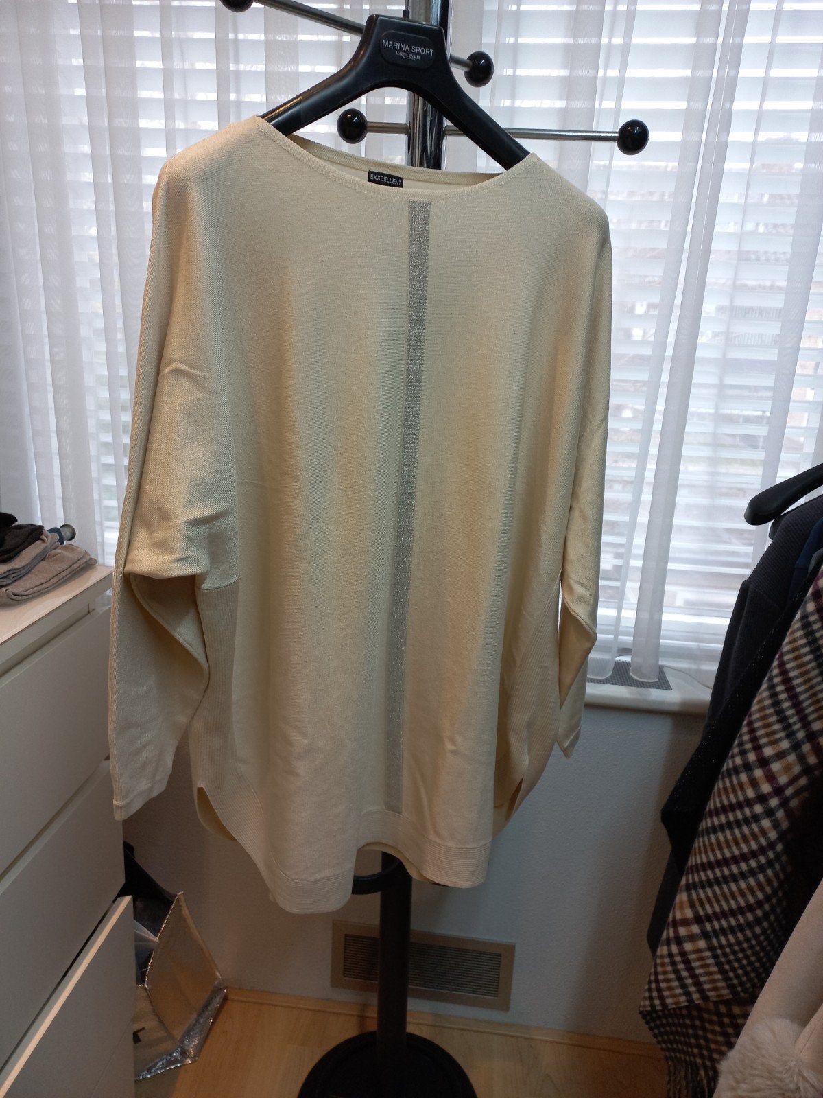 EXXCELLENT Trui Maat 46/48 (XL) - Crème met Zilveren Streep, EXXCELLENT, Beige, Maat 46/48 (XL) of groter, Ophalen of Verzenden
