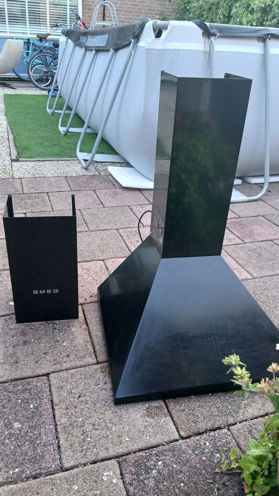 Smeg KSED65NEE schouwkap afzuigkap, Ophalen, Gebruikt, Wandschouwkap, 400 tot 600 m³ per uur