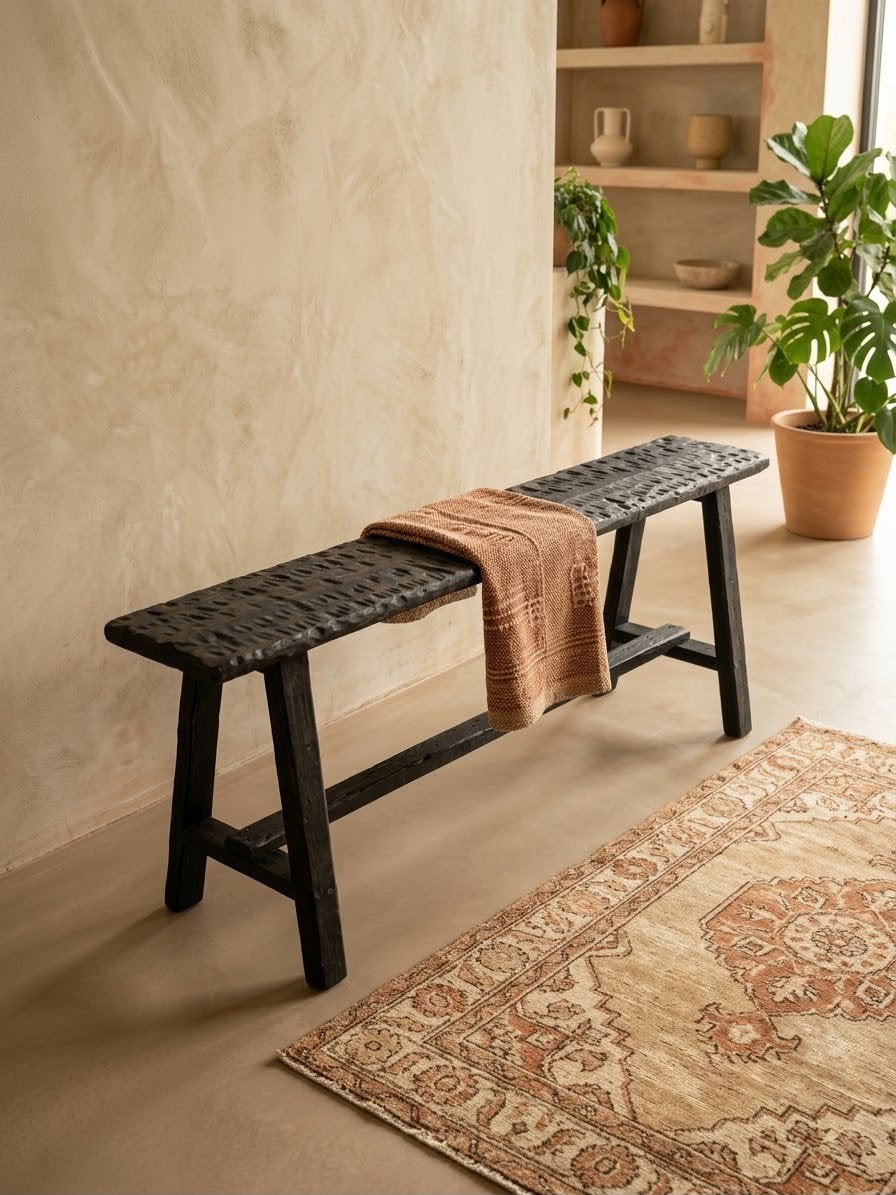 MAXRAI Ebony Black | Unieke Handgemaakte Designbank, Huis en Inrichting, Ophalen of Verzenden, Rechte bank, Minder dan 150 cm