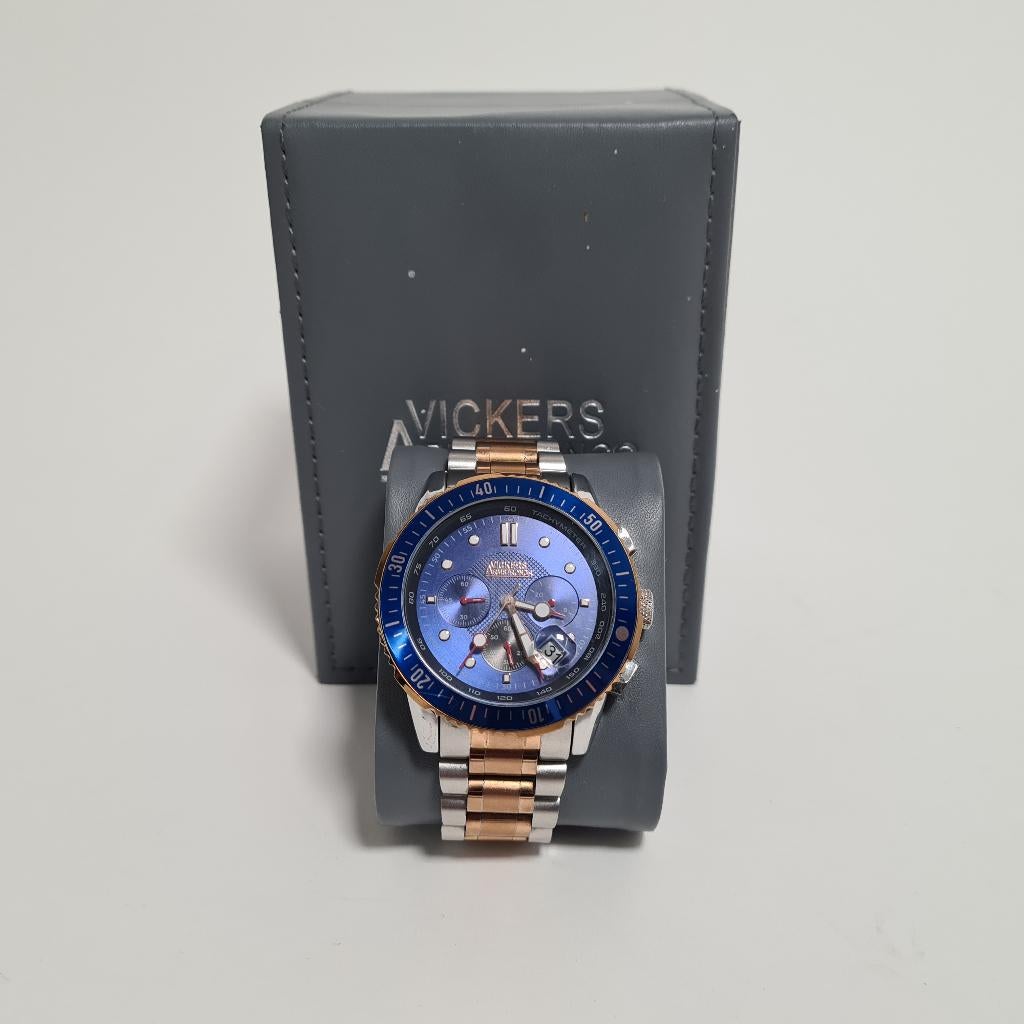 Vickers Armstrongs Grandeur Blue Heren Horloge, Blauw, Ophalen of Verzenden, Android, Afstand