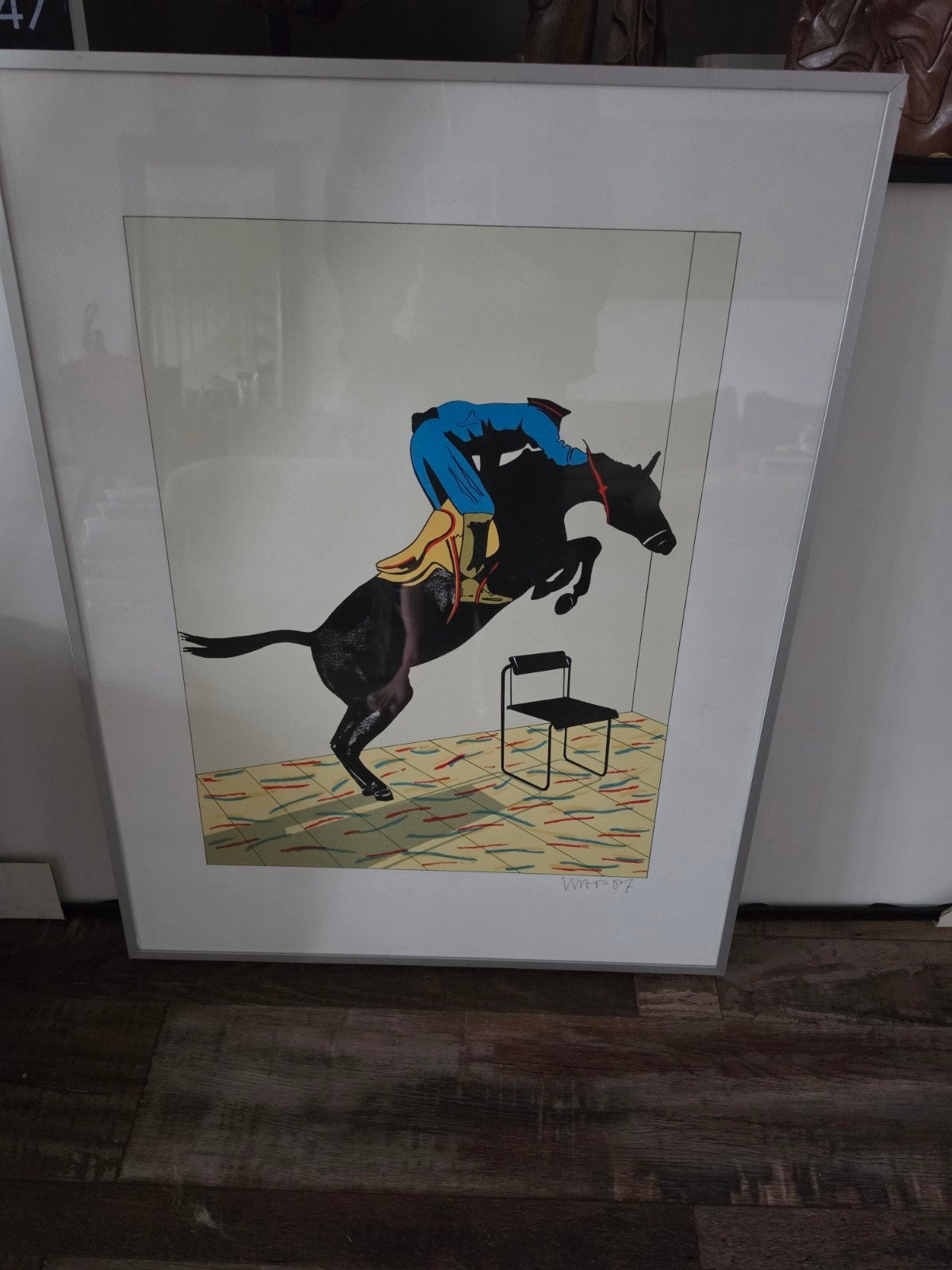 Hans Wap de "Sprong" Zeefdruk gesigneerd, Ophalen of Verzenden
