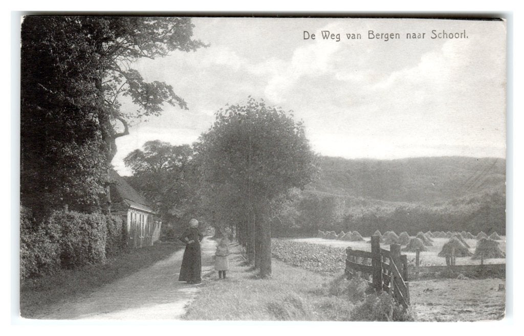 Bergen, De Weg van Bergen naar Schoorl, Ophalen of Verzenden, 1920 tot 1940, Ongelopen, Noord-Holland