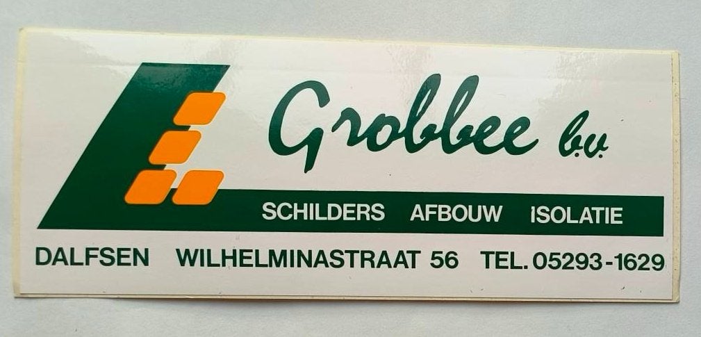Sticker Grobbe b.v. schilders/afbouw/isolatie. Dalfsen, Ophalen of Verzenden, Zo goed als nieuw, Merk