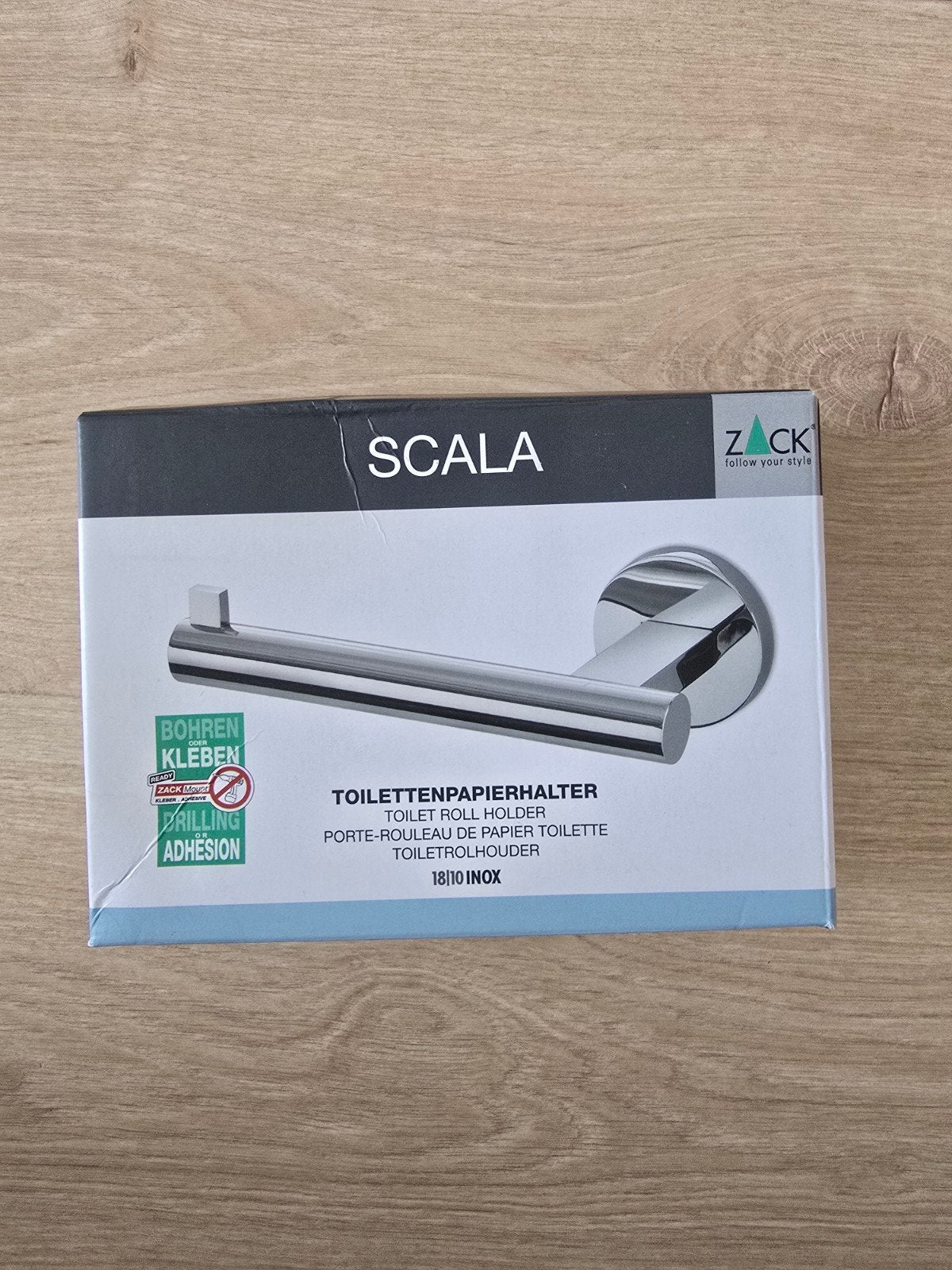 ZACK Scala toiletrolhouder zonder klep glans RVS, Huis en Inrichting, Overige merken, Nieuw, Zilver, Ophalen