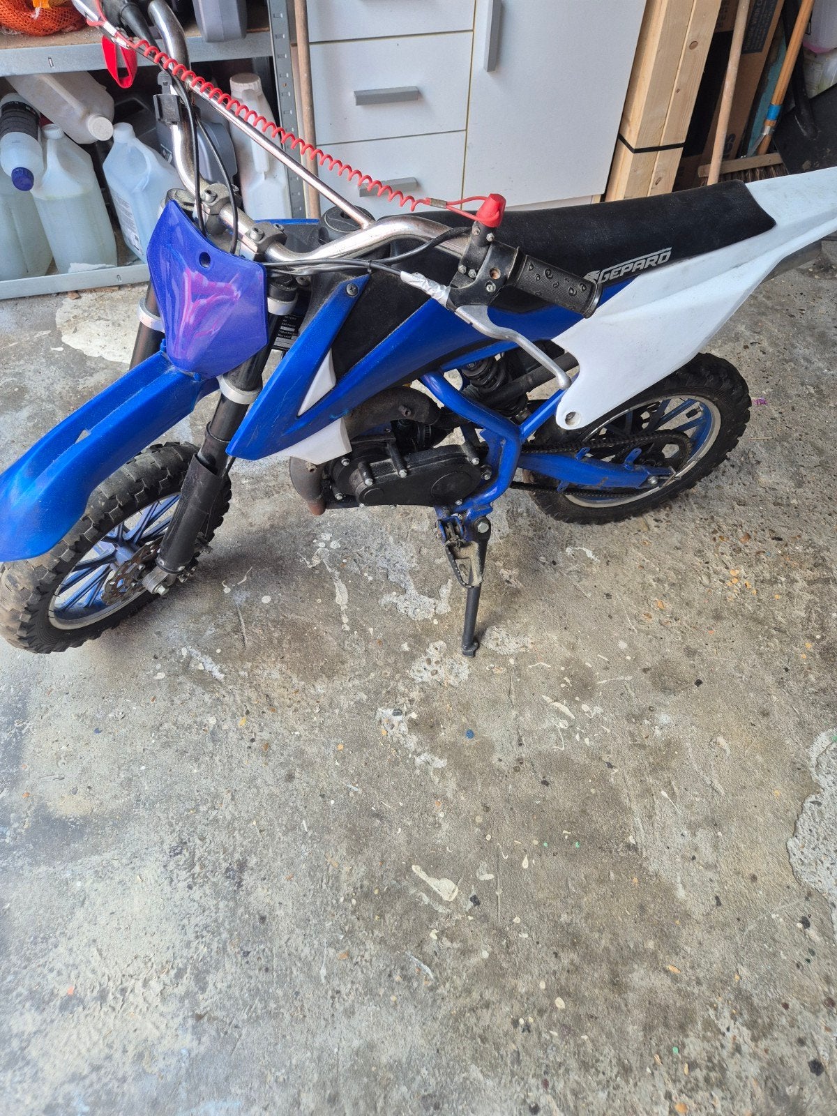 Gepard Pitbike - Blauw/Wit - Gebruikt, Ophalen, Gebruikt, Schijfrem, Gepard