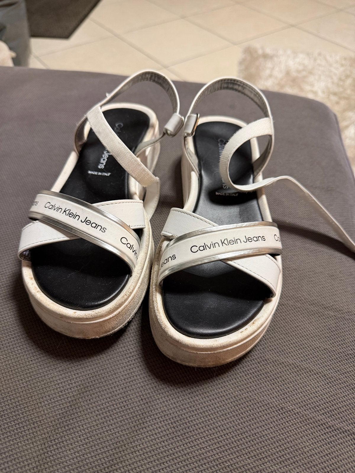Calvin Klein Jeans sandalen - Maat 36, Ophalen of Verzenden, Gedragen, Wit, Sandalen of Muiltjes