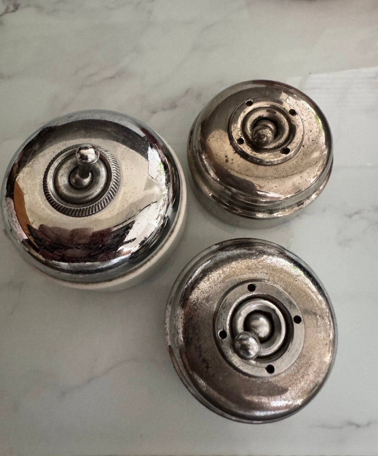 Set van 3 vintage Franse tuimelschakelaars., Ophalen of Verzenden, Gebruikt