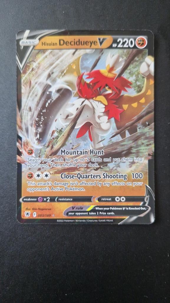 Hisuian Decidueye V 083/189 Astral Radiance Pokemon, Ophalen of Verzenden, Zo goed als nieuw, Losse kaart