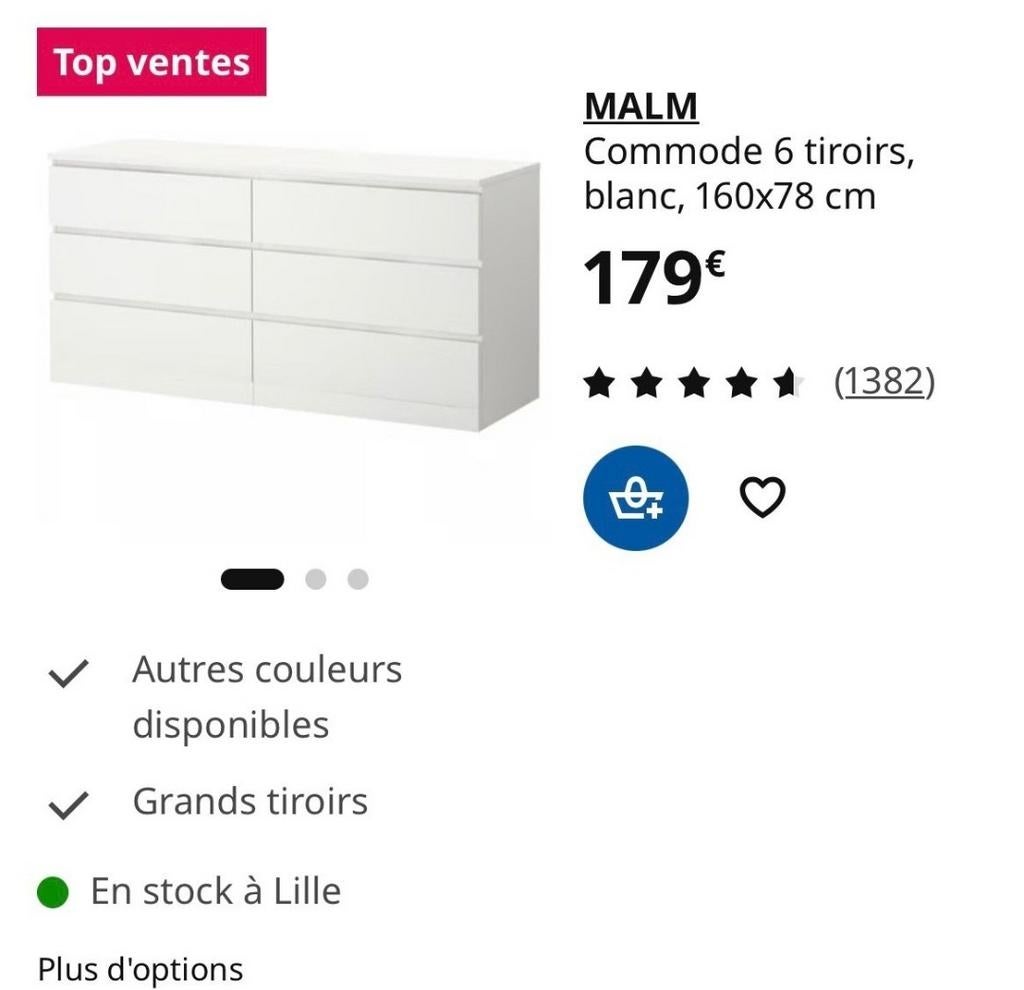 Nieuwe IKEA Malm ladekast, 6 lades, wit, 160x78 cm, Huis en Inrichting, Kasten | Ladekasten, Ophalen, 5 laden of meer, 150 tot 200 cm