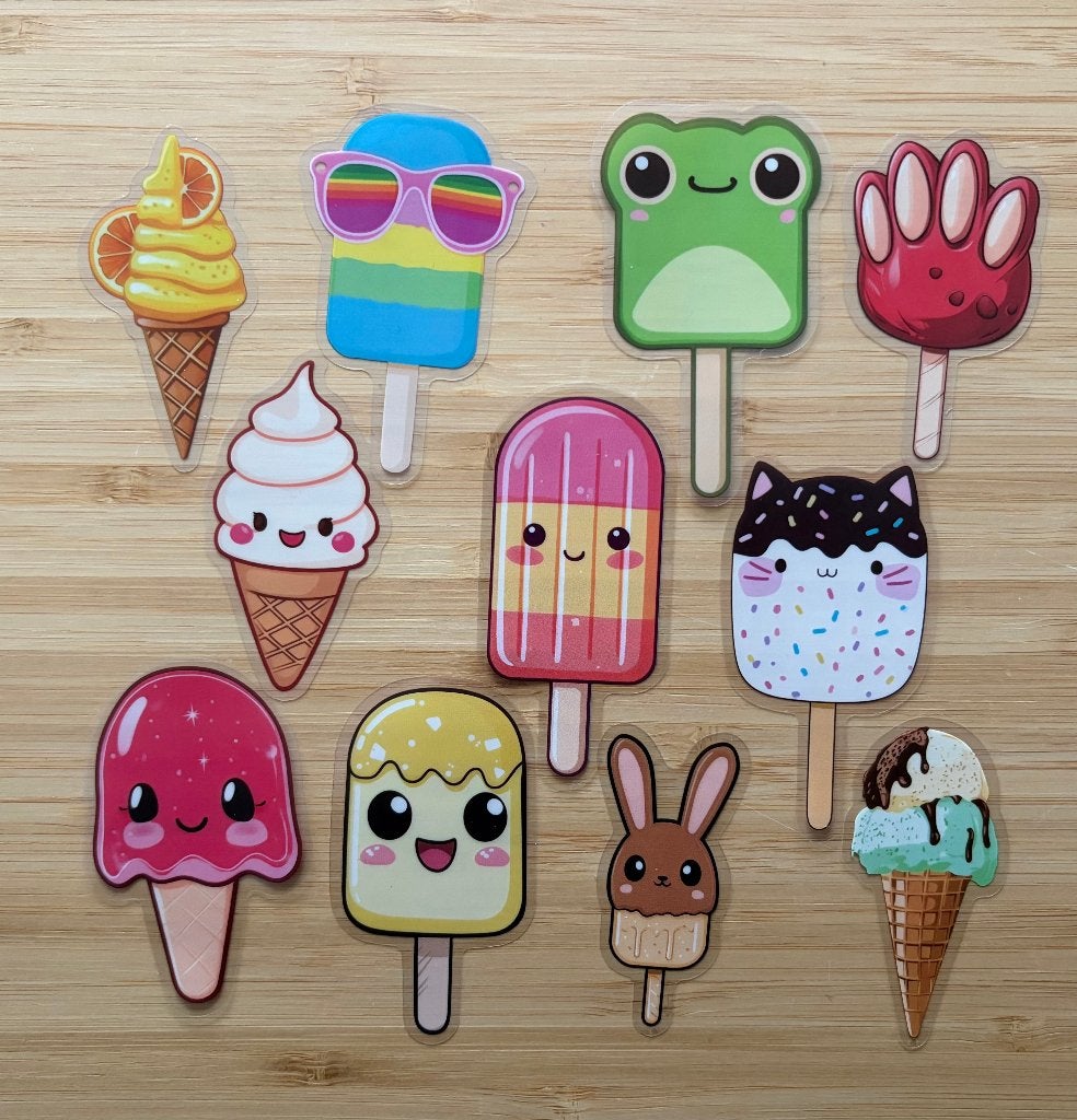 Ijsjes met schattige gezichtjes stickers, Verzenden, Nieuw, Meerdere stickers
