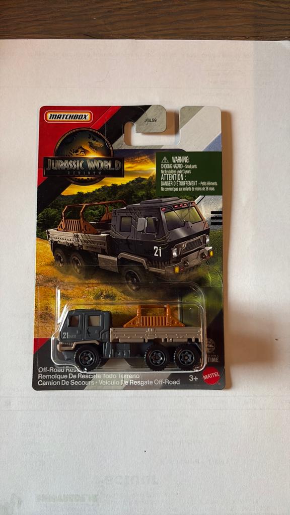 Matchbox Jurassic World Off-Road Rescue Truck Nieuw, Nieuw, Ophalen of Verzenden, Mattel, Bus of Vrachtwagen