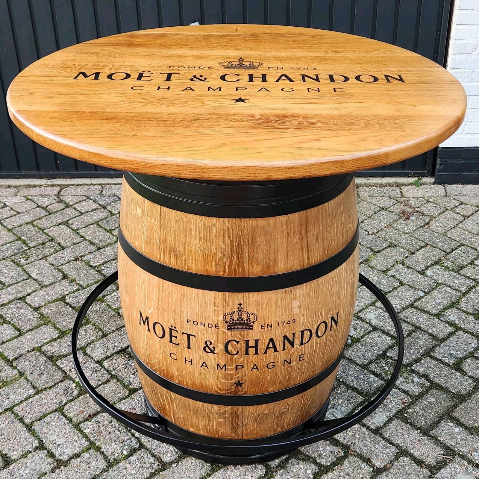 MOËT & CHANDON wijnvat statafel met massief eiken blad, Ophalen of Verzenden, Nieuw, Overige typen
