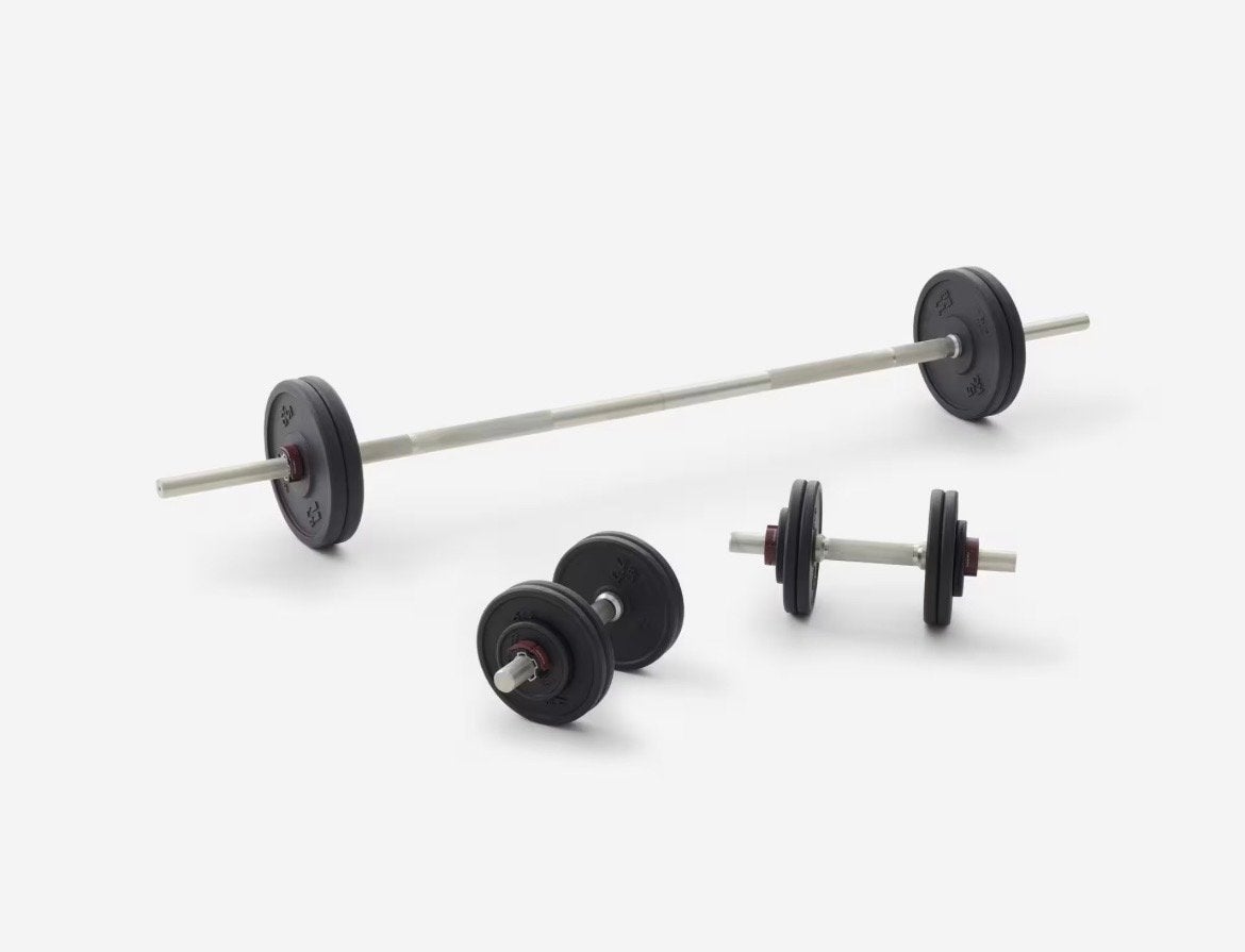 Complete Halterset met Fitnessbank en Kettlebells, Ophalen, Gebruikt, Armen, Halterset