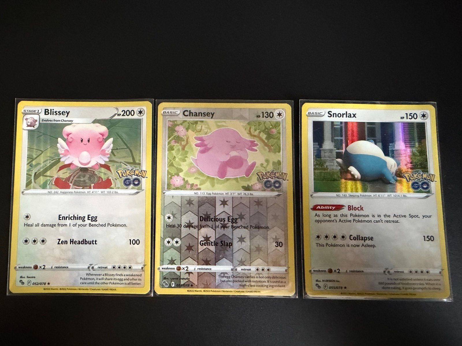 Pokémon Go TCG kaarten: Snorlax, Chansey, Blissey, Ophalen of Verzenden, Zo goed als nieuw, Meerdere kaarten