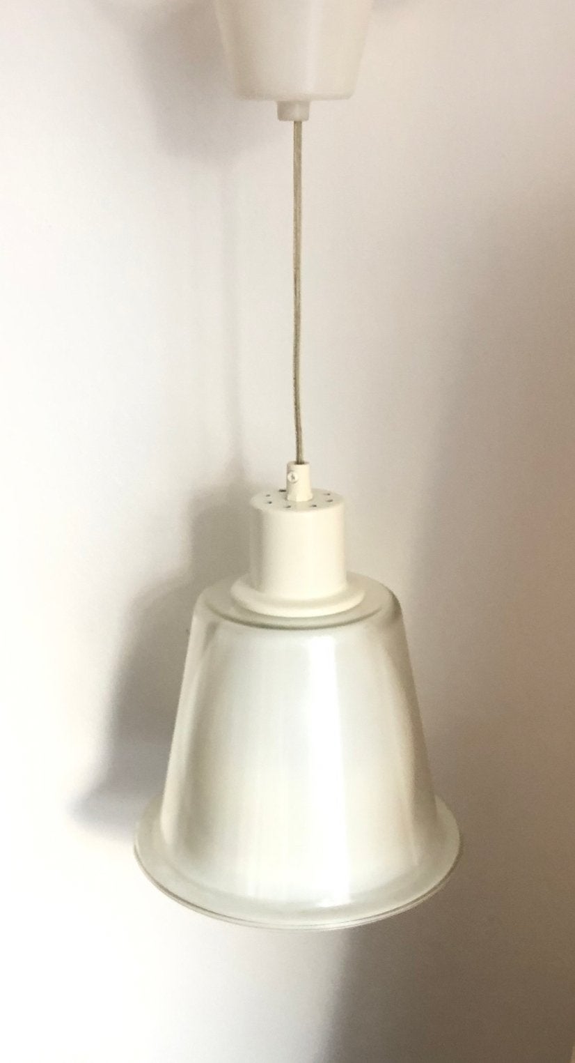 2 X Space Age Hanglampen | Wit / Transparant Kunststof | '70, Ophalen of Verzenden, Zo goed als nieuw, Kunststof