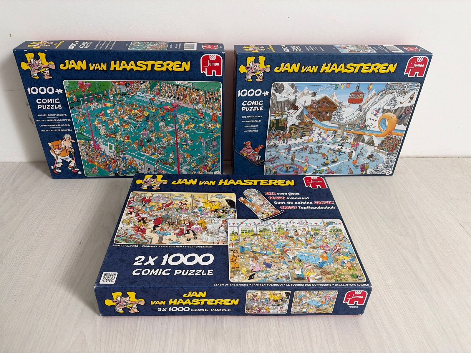 Jan van Haasteren Puzzels - 4 stuks, 1000 stukjes, Ophalen of Verzenden, 500 t/m 1500 stukjes, Zo goed als nieuw, Legpuzzel