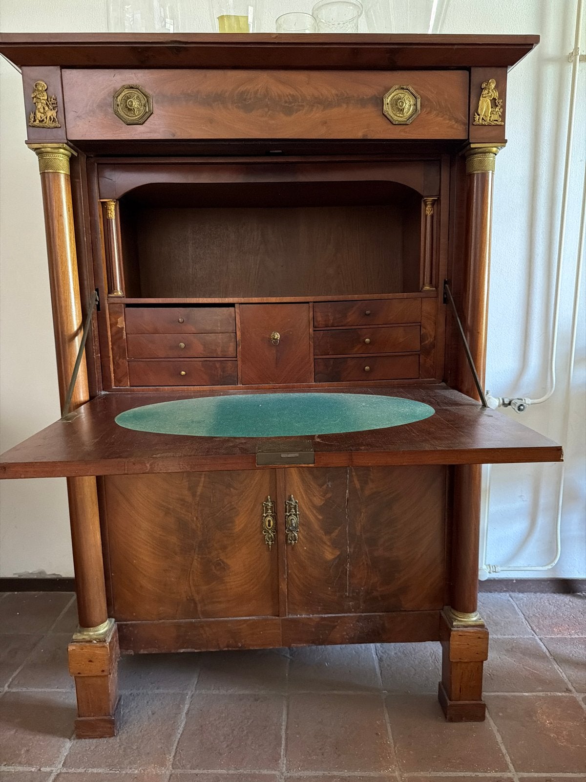 Antiek Biedermeier Secretaire Mahoniehout, Ophalen