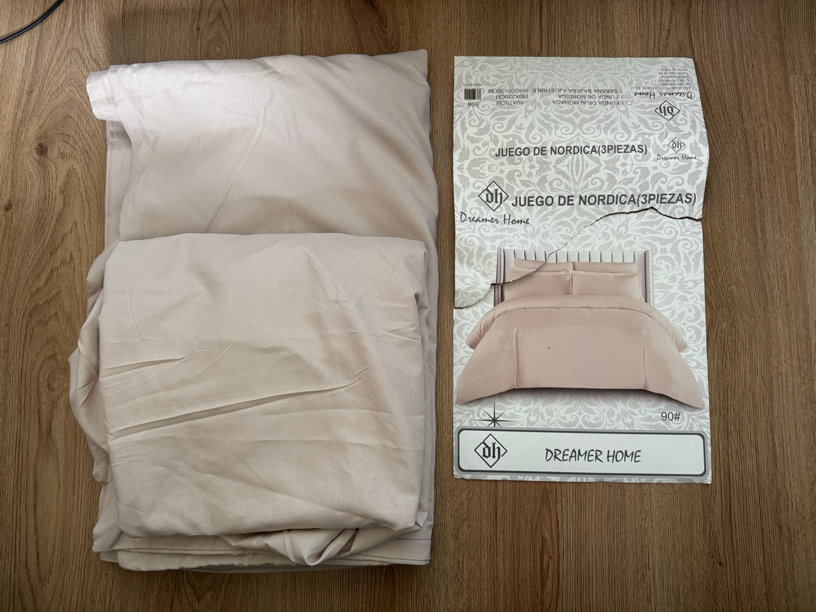 Dekbedovertrek en hoeslaken set - Oud roze / beige, Huis en Inrichting, Slaapkamer | Beddengoed, Eenpersoons, Beddengoedset, Nieuw