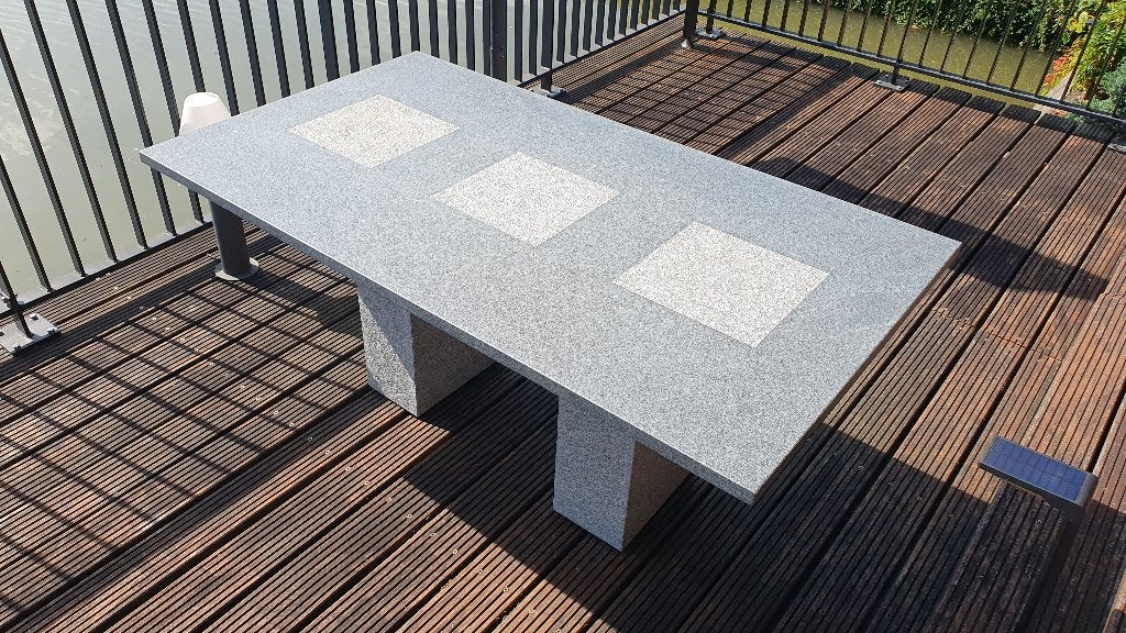 Zeer zware hardstenen tuintafel 90 x 160, Tuin en Terras, Ophalen, Gebruikt, Rechthoekig, Overige materialen