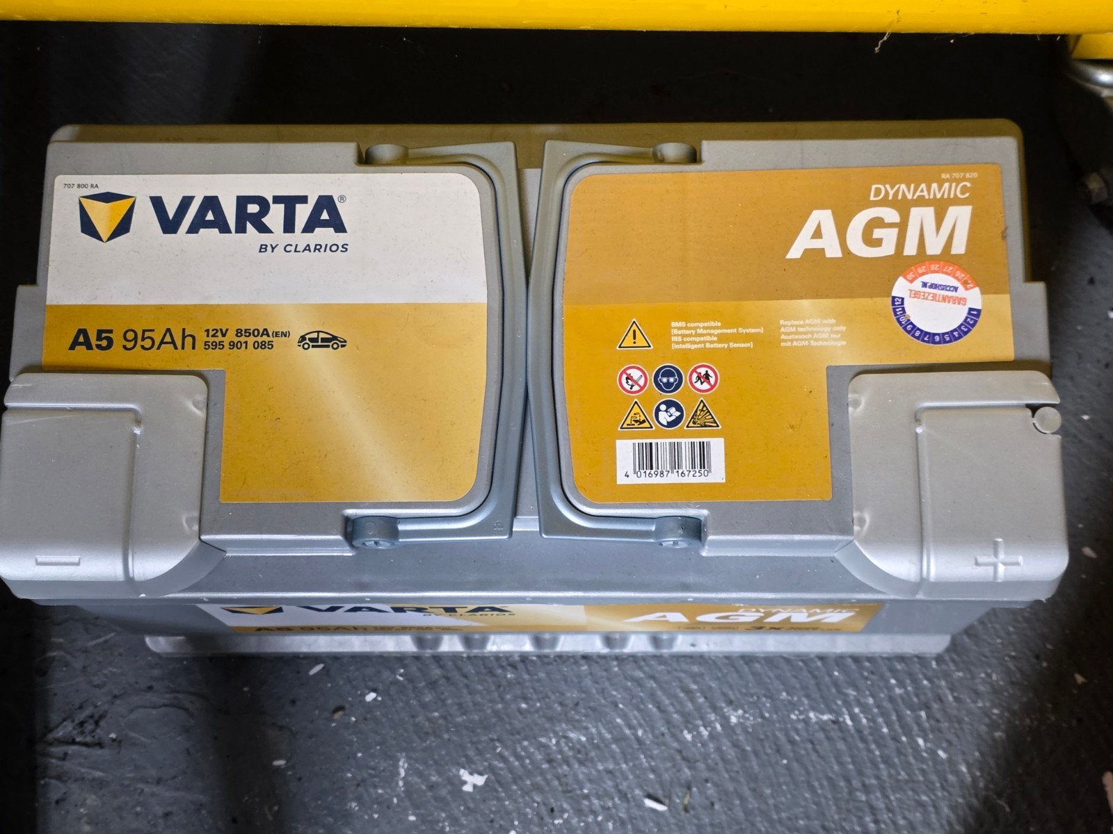 Accu Varta Dynamic AGM A5 95Ah 12V Start-Stop, Ophalen of Verzenden, Gebruikt, Universele onderdelen