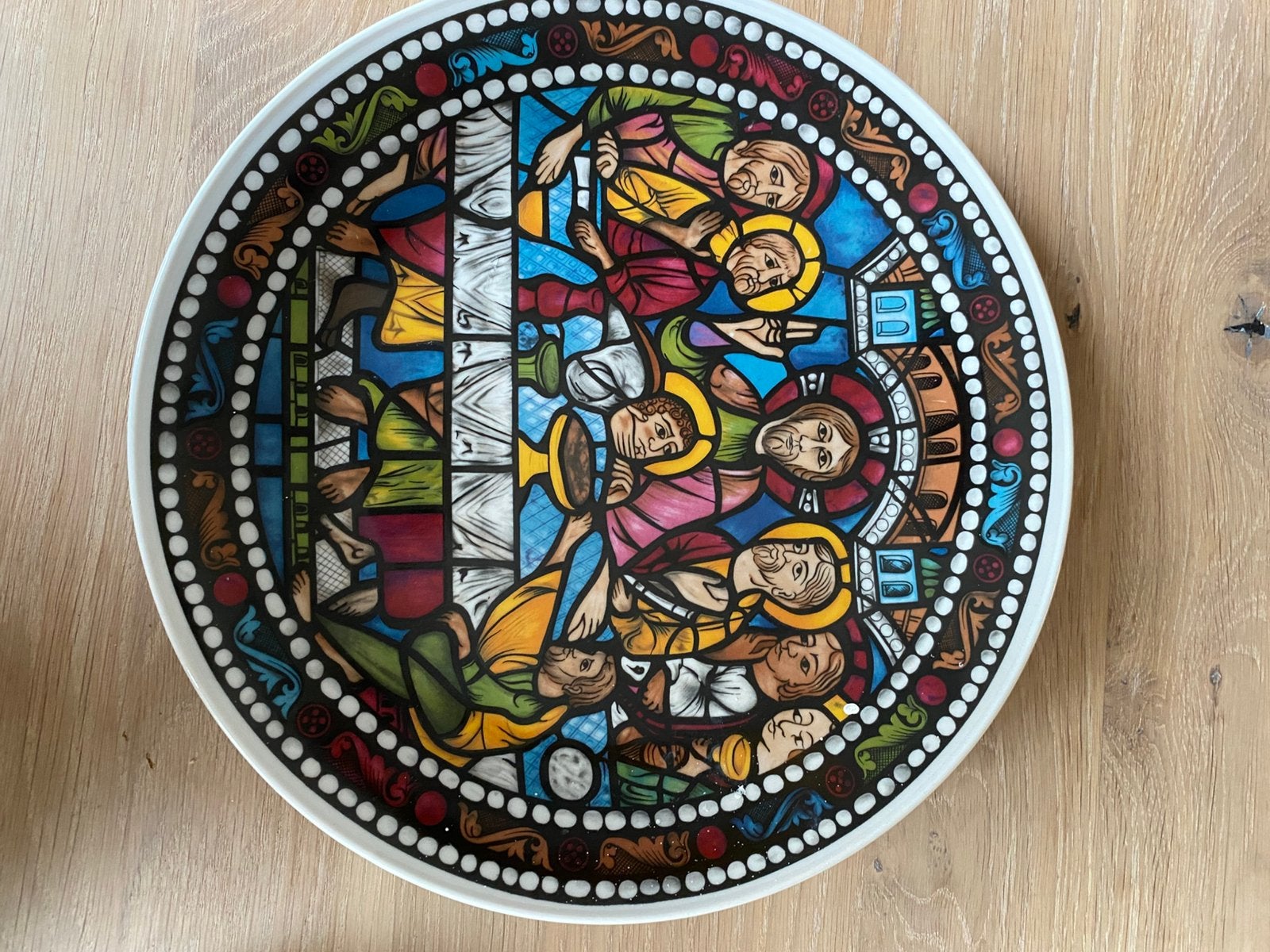 Mooi bord met afbeelding van het laatste avondmaal, Verzamelen, Ophalen, Gebruikt, Porselein, Bord of Schaal