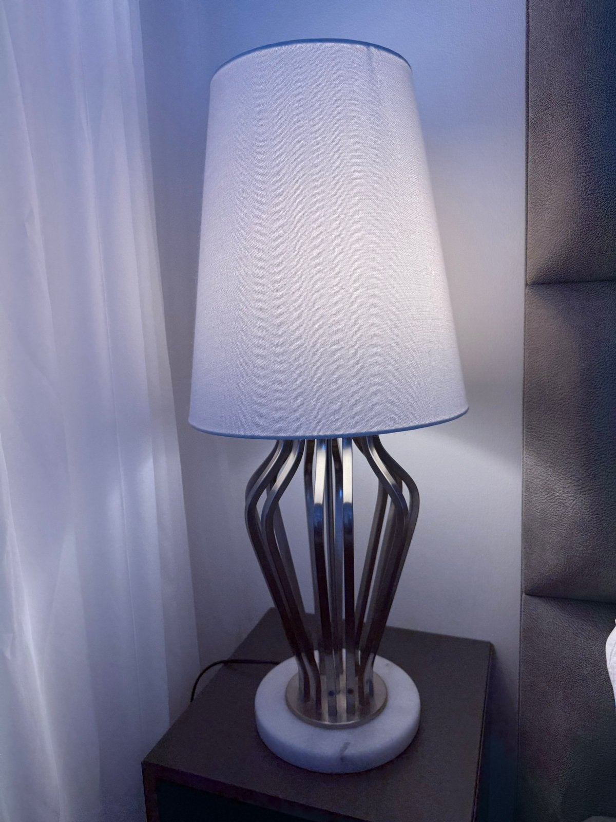 Set van 2  nachtlampen met stoffen kap en marmerlook voet, Ophalen of Verzenden