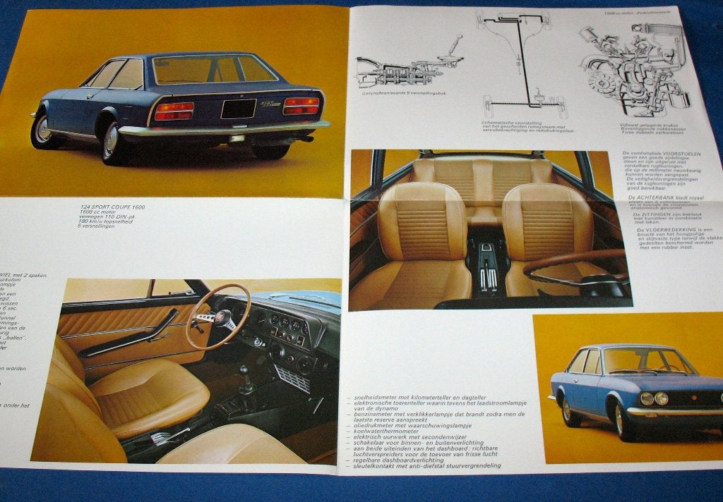 Folder autofolder Fiat 124 Sport Coupe 1600, Ophalen of Verzenden, Zo goed als nieuw, Overige merken