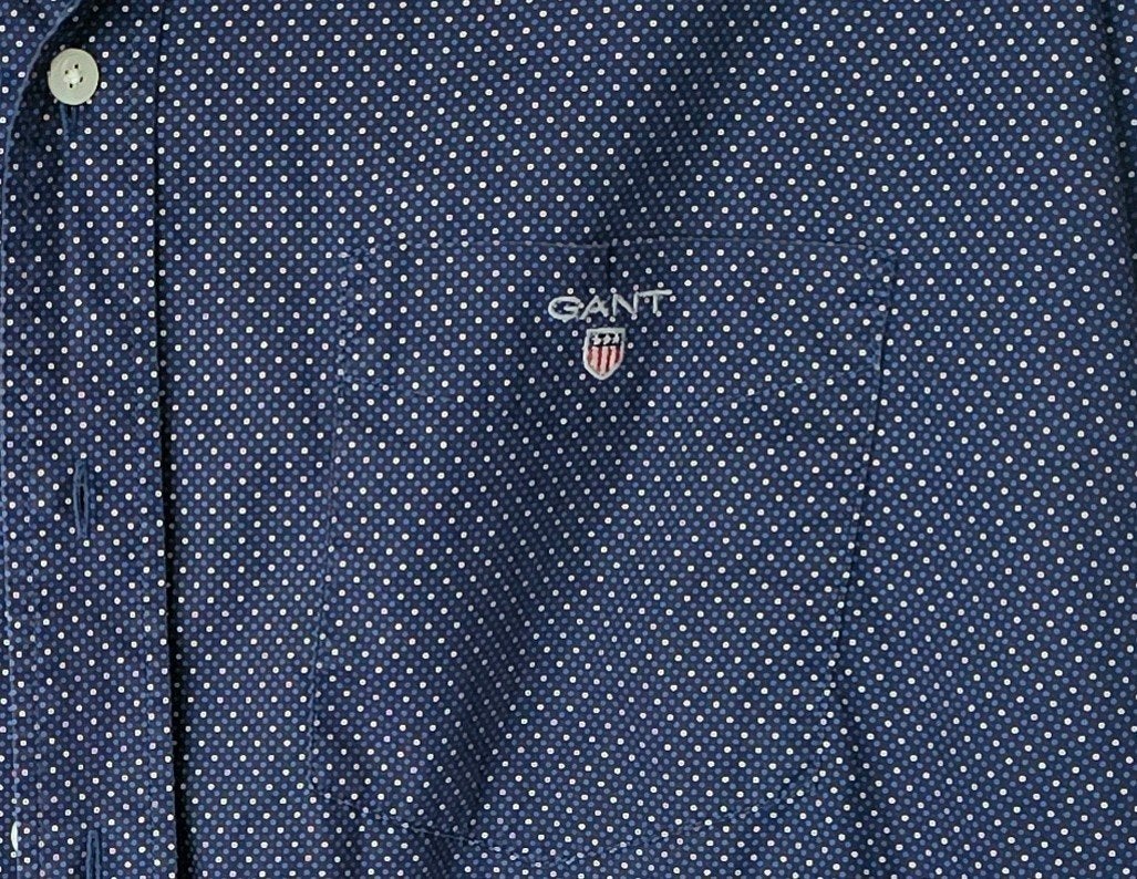 Gant overhemd 4XL - Blauw met stippen, Overhemd, Blauw, Ophalen of Verzenden, Zo goed als nieuw